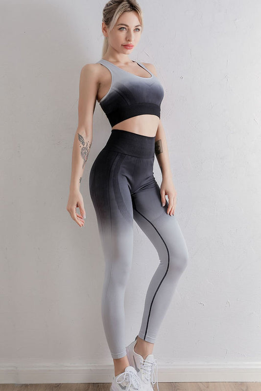 Conjunto de sujetador y leggings deportivos con degradado