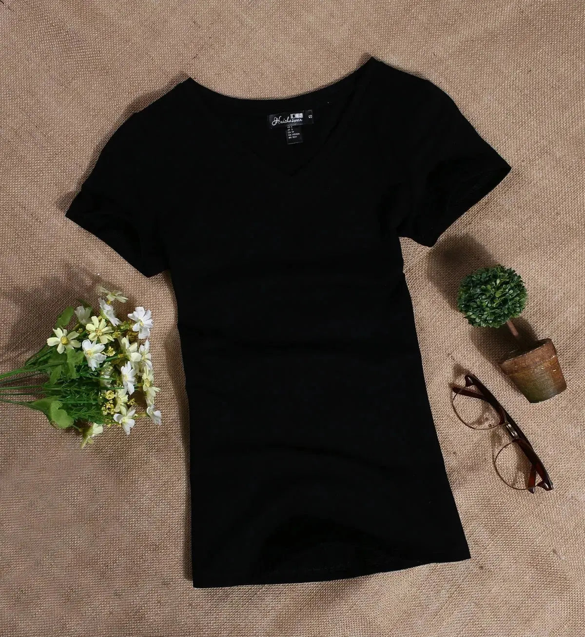 Women's T Shirt Casual Women Short Sleeved Slim Solid Color