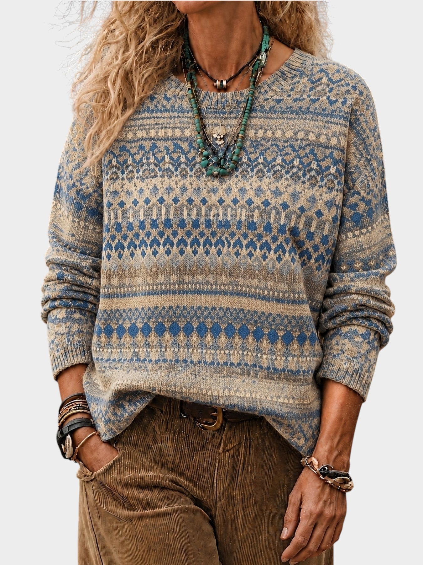 Ivy | All-Over Print Crew Neck Sweater