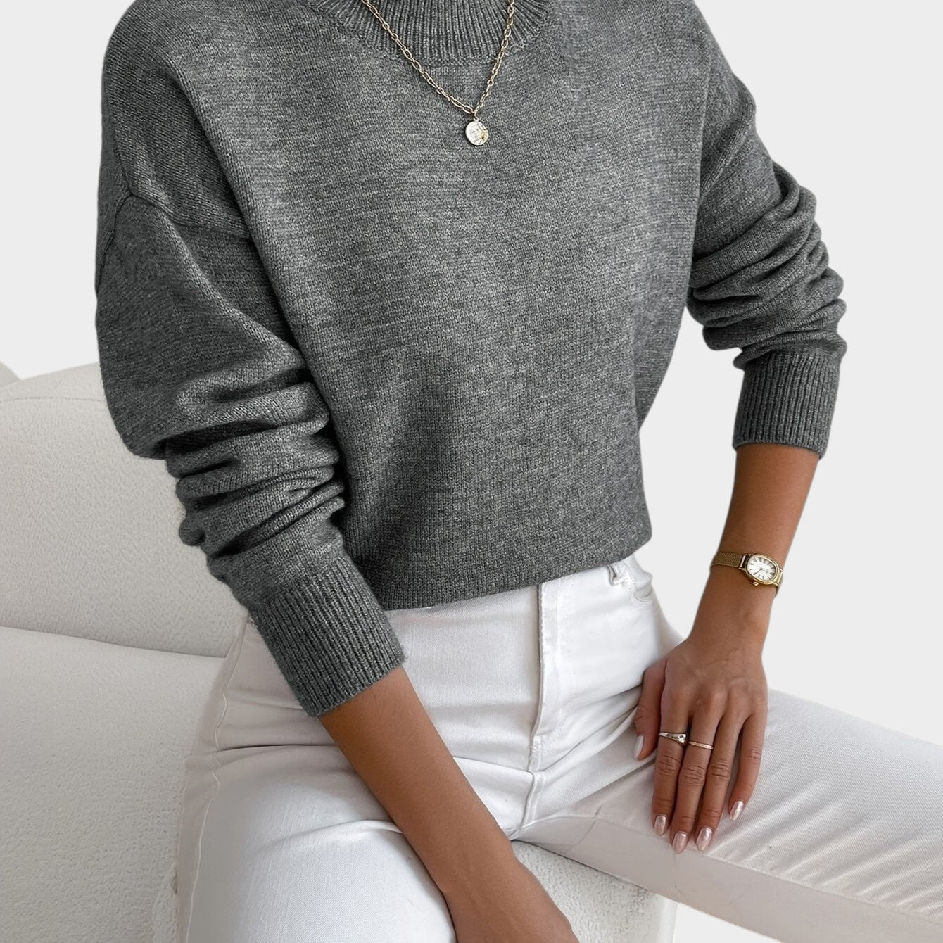 Rosalie | Mock Neck Drop-Shoulder Pullover