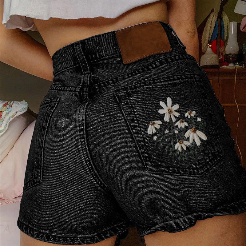 Bedruckte Sommer-Jeansshorts im künstlerischen Vintage-Stil für Damen