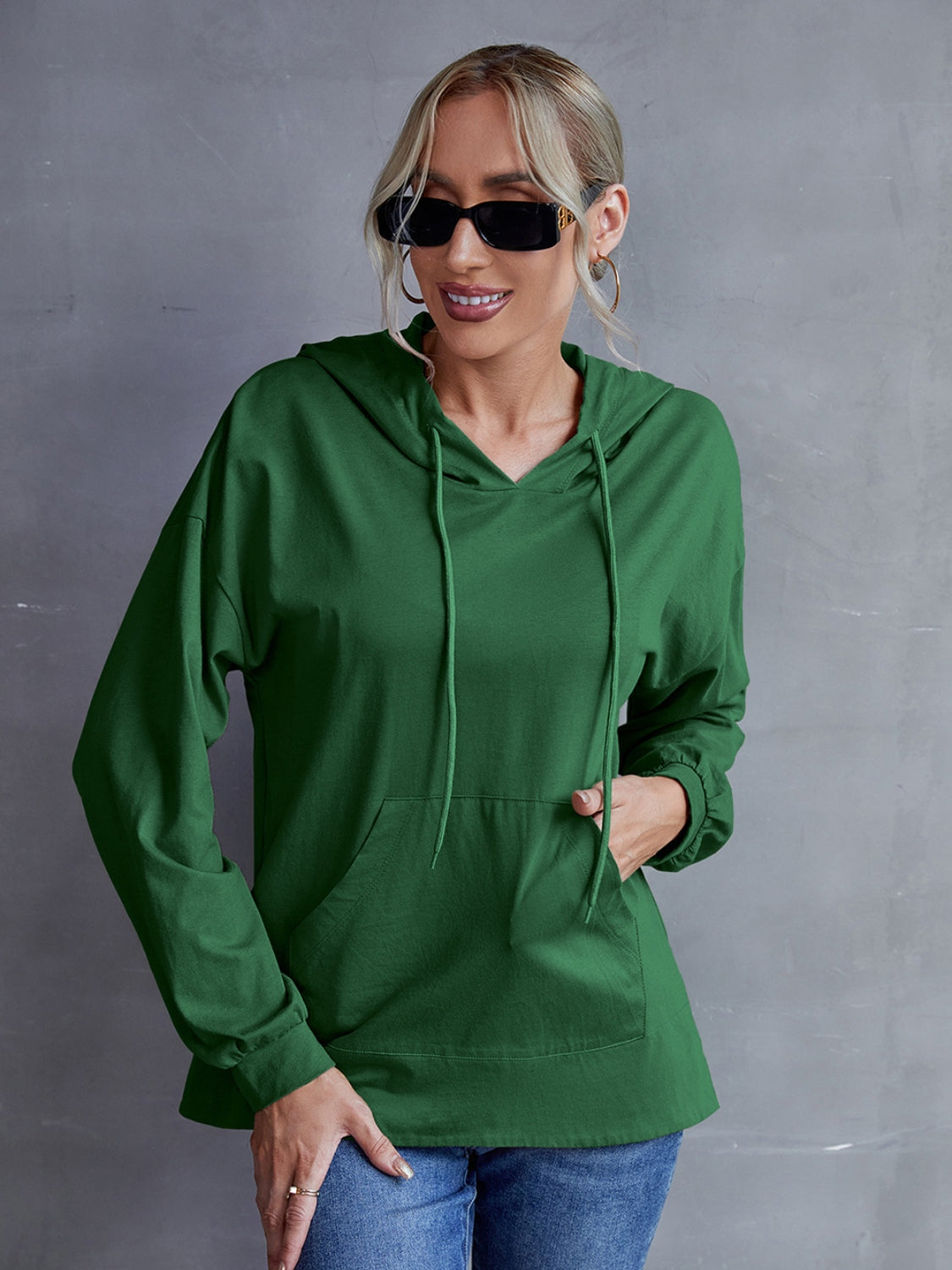 Ivy Lane Drawstring Pocketed Dropped Shoulder Hoodie