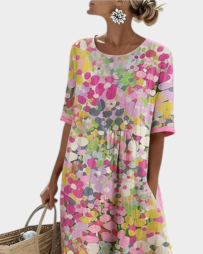 ELENA™ - ELEGANT FLORAL SUMMER MIDI DRESS