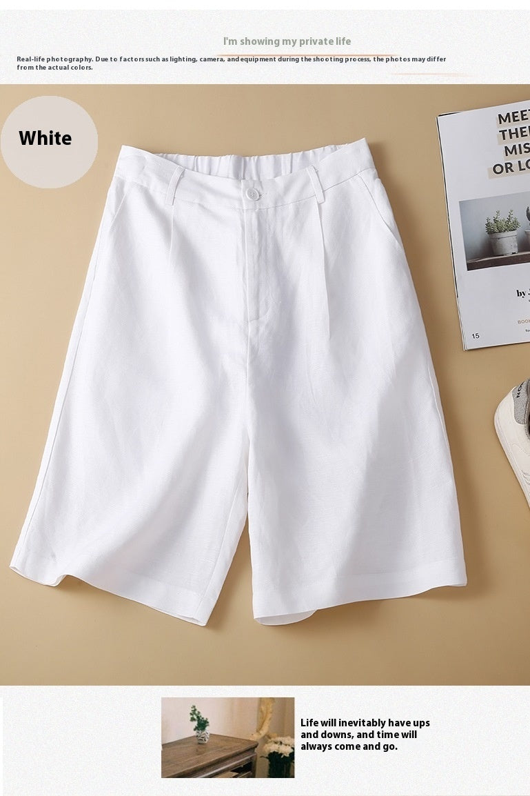 Summer High Waist Women's Cotton And Linen Casual Shorts