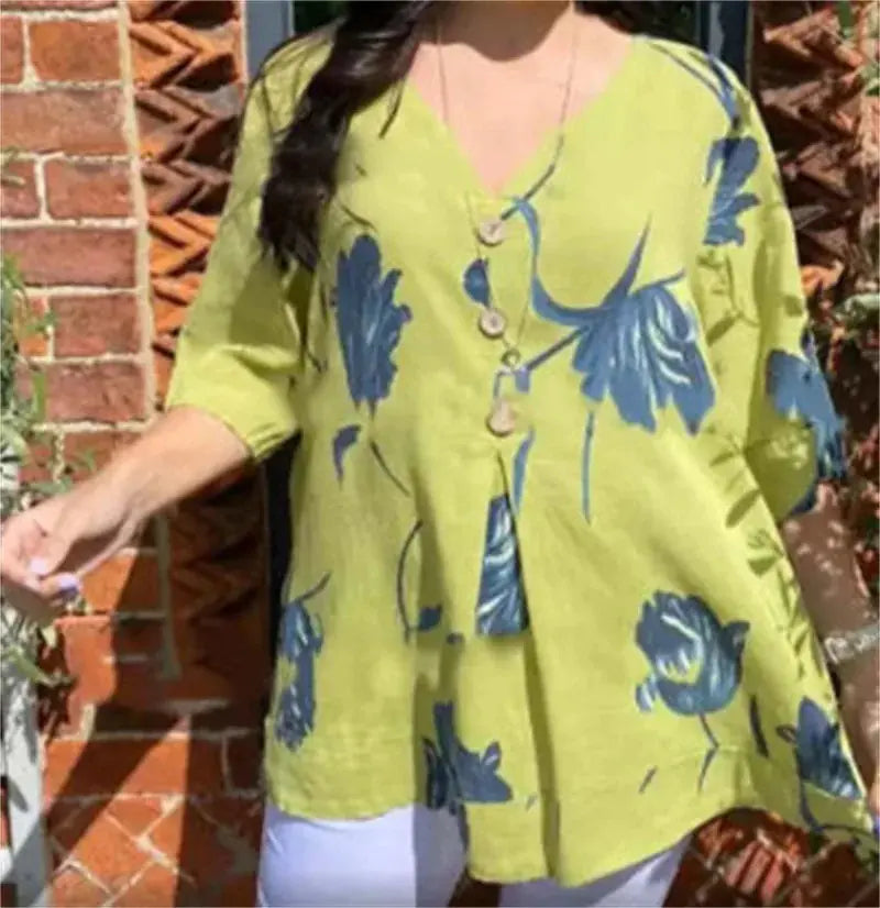 Printed V-Neck Tunic Top