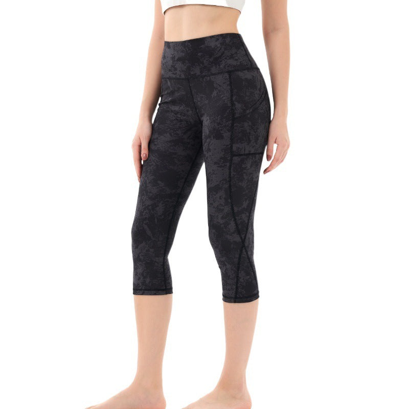 Cropped Pants Yoga Clothes Leggings Printed Fitness Pants