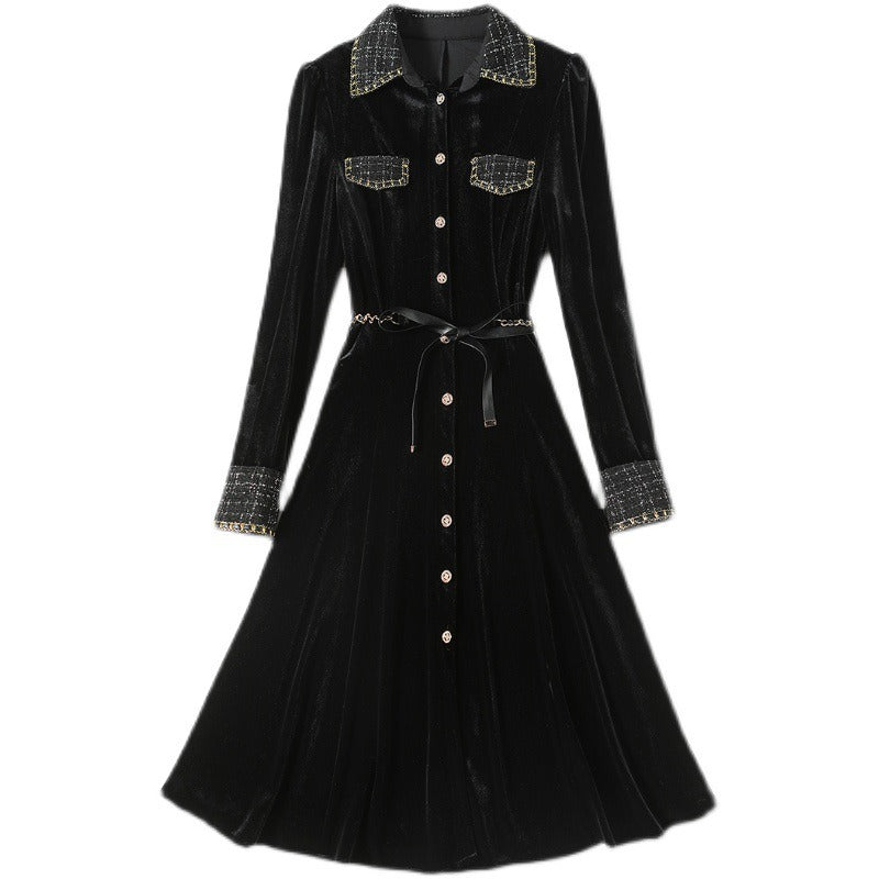Black French vintage velvet dress