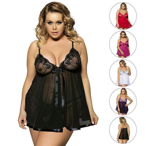 Frauen Sexy Dessous Big Code 6XL Nachtwäsche Schlafkleid