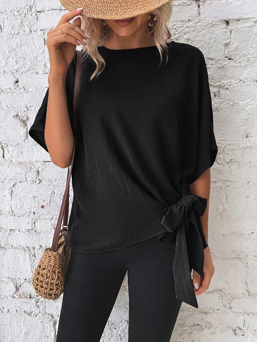 Women's Solid Color Batwing Sleeve Loose Top