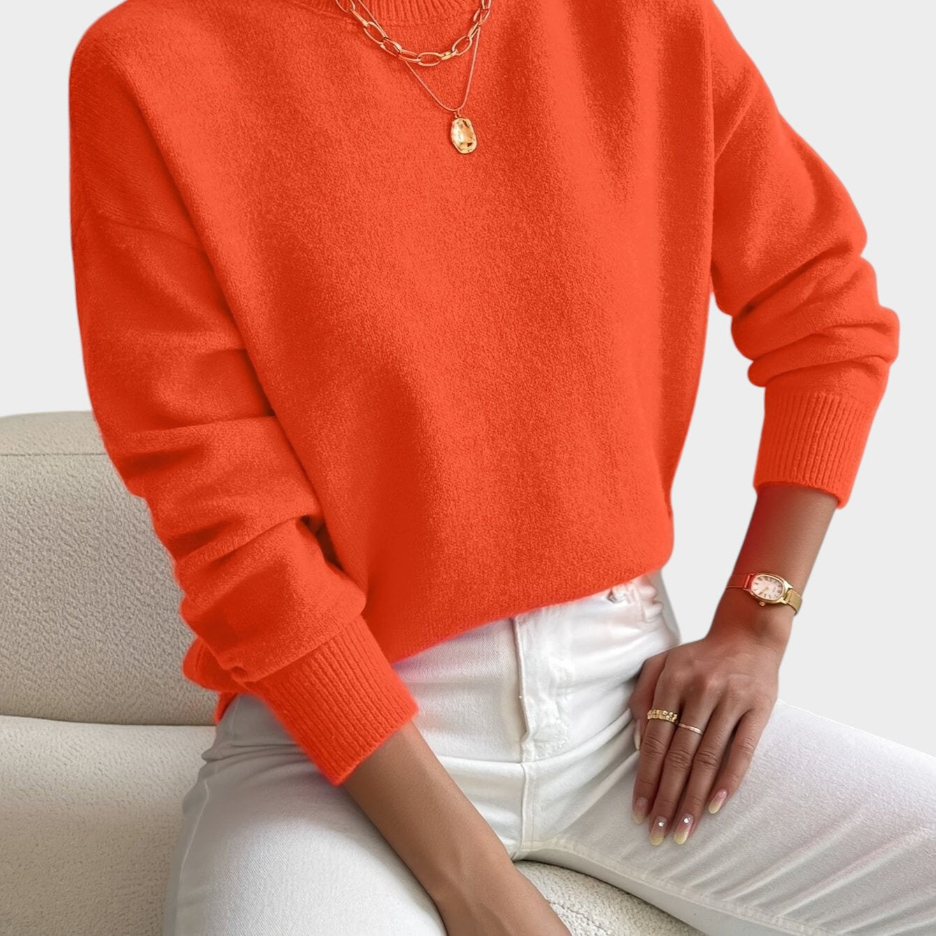 Rosalie | Mock Neck Drop-Shoulder Pullover