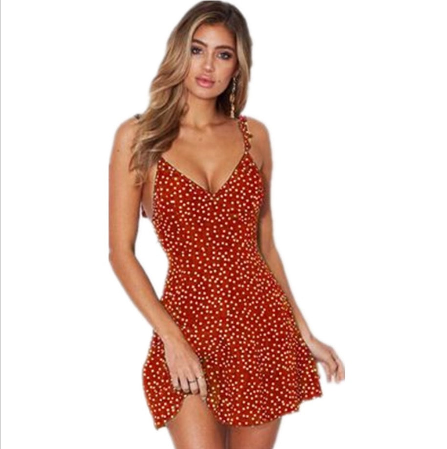 Vestido de tirantes con lunares para mujer, moda de verano, vestido de playa