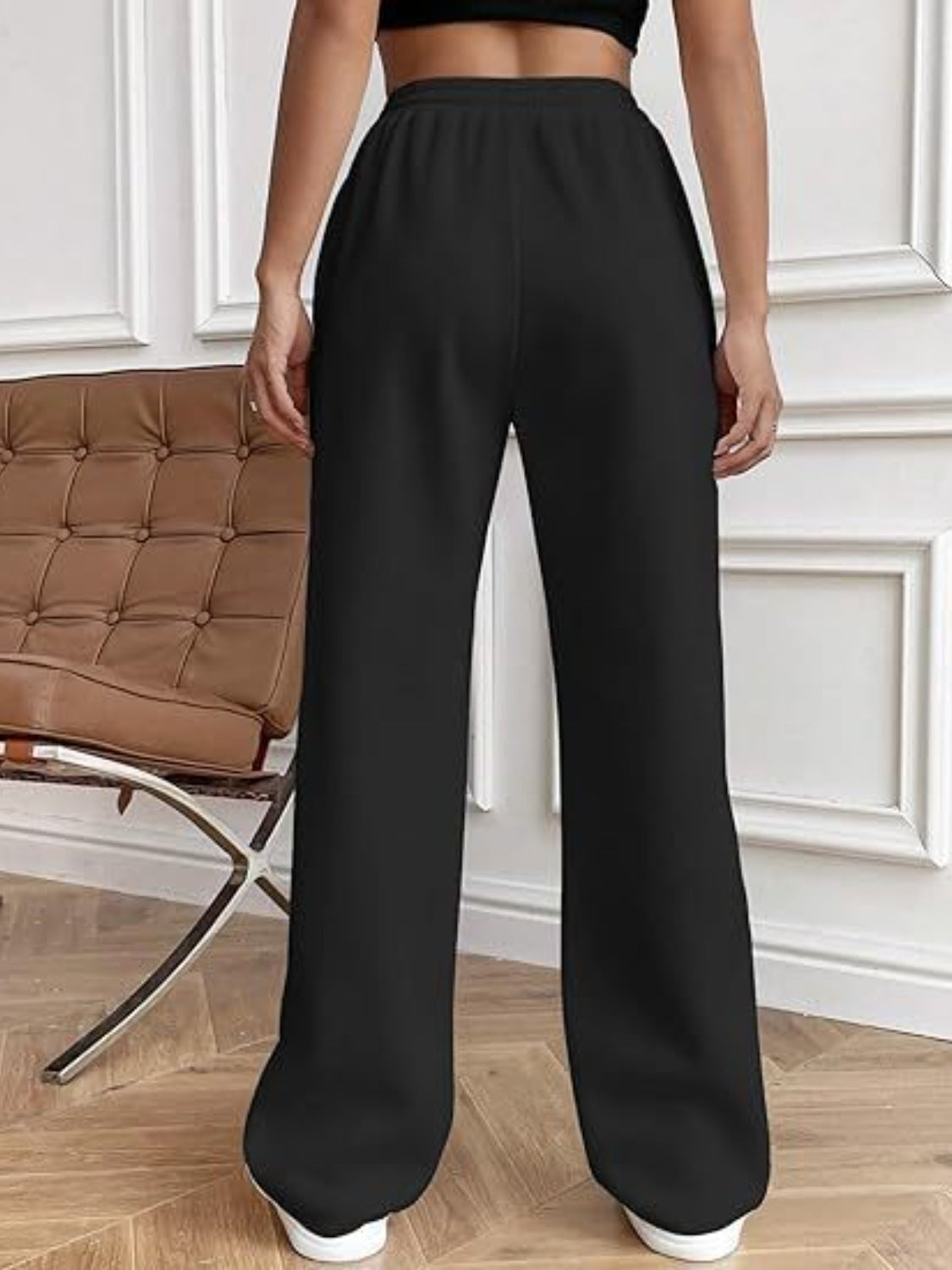 Drawstring Wide Leg Pants with Pockets