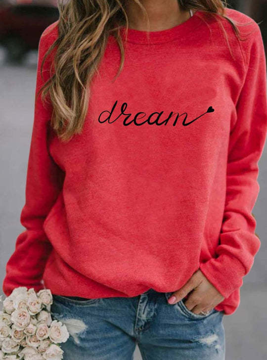 Dream Letter 3D Printed Round Neck Long-sleeved Shirt