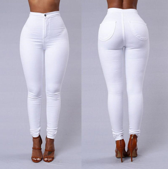 Women's clothing explosion style splicing high waist tight and thin elastic pencil pants