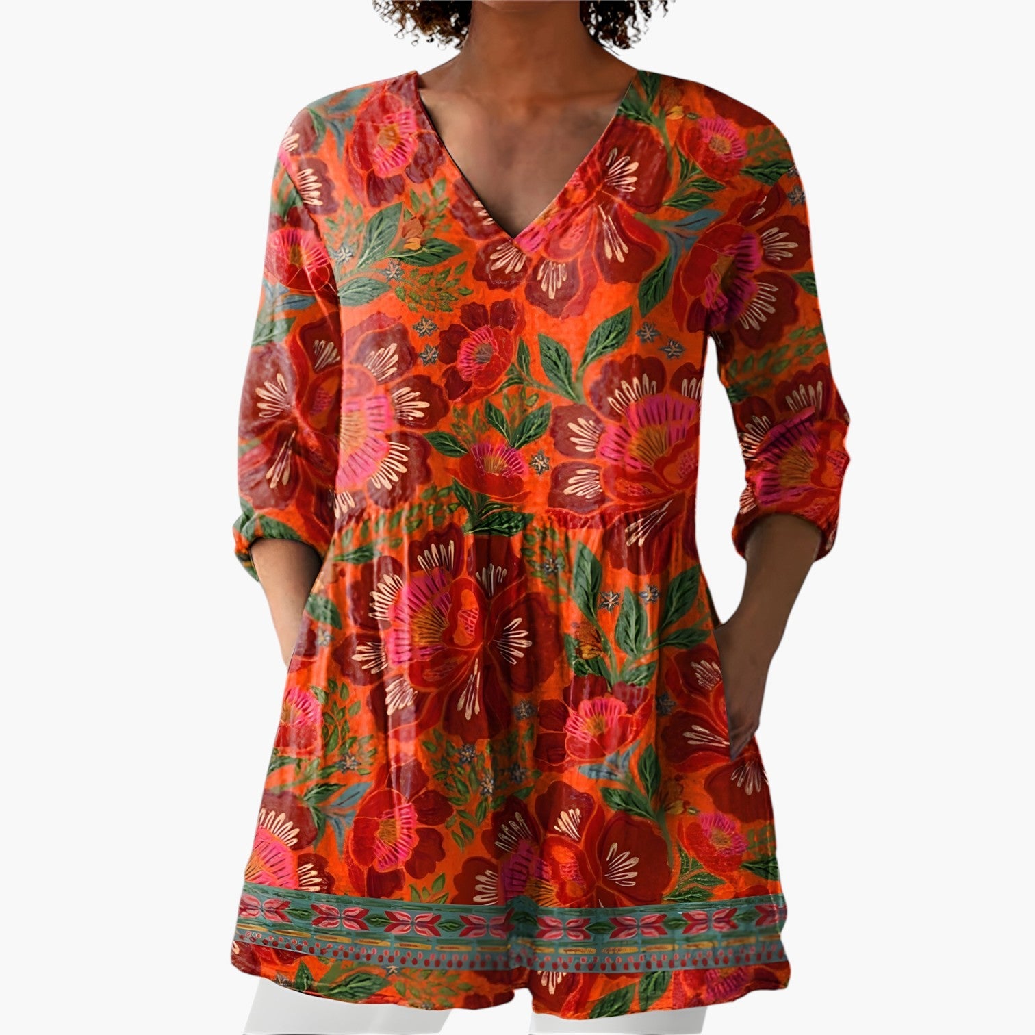 Priscilla | Long Blouse with V-Neck