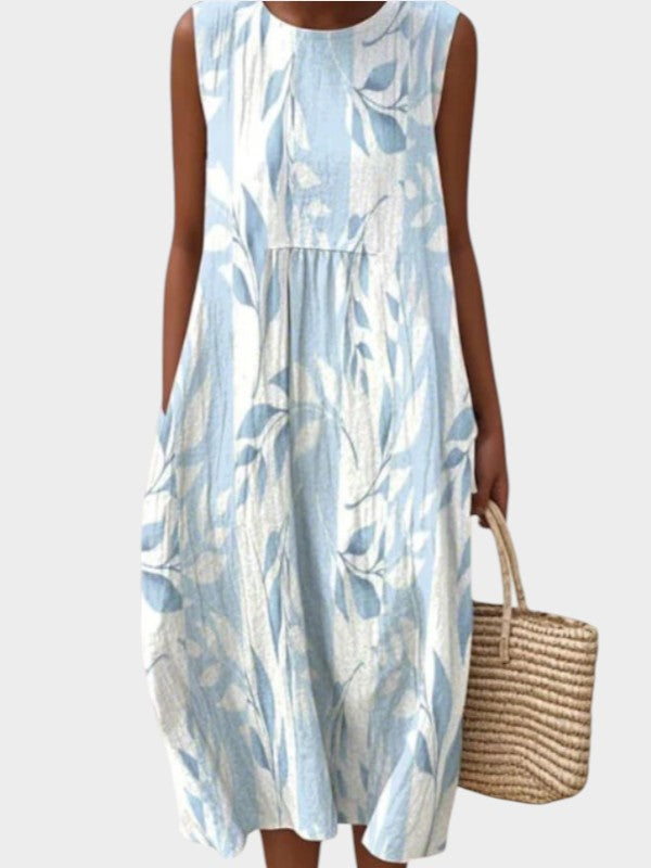 Ivy | Midi Dress with Leaf Print