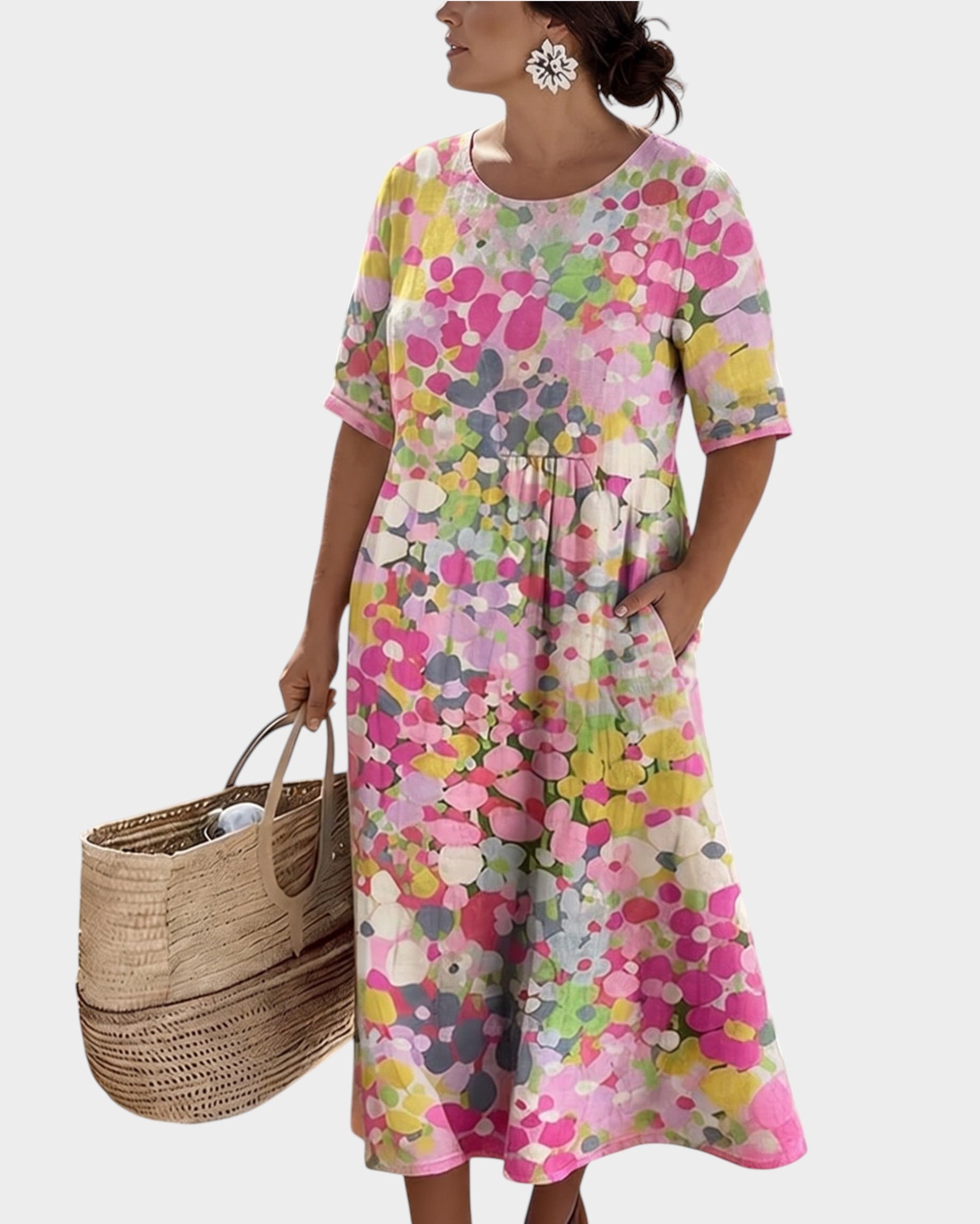 ELENA™ - ELEGANT FLORAL SUMMER MIDI DRESS