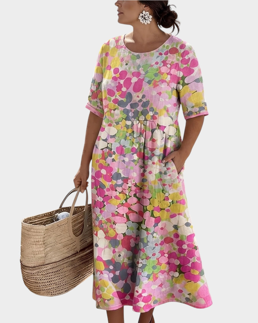 ELENA™ - ELEGANT FLORAL SUMMER MIDI DRESS