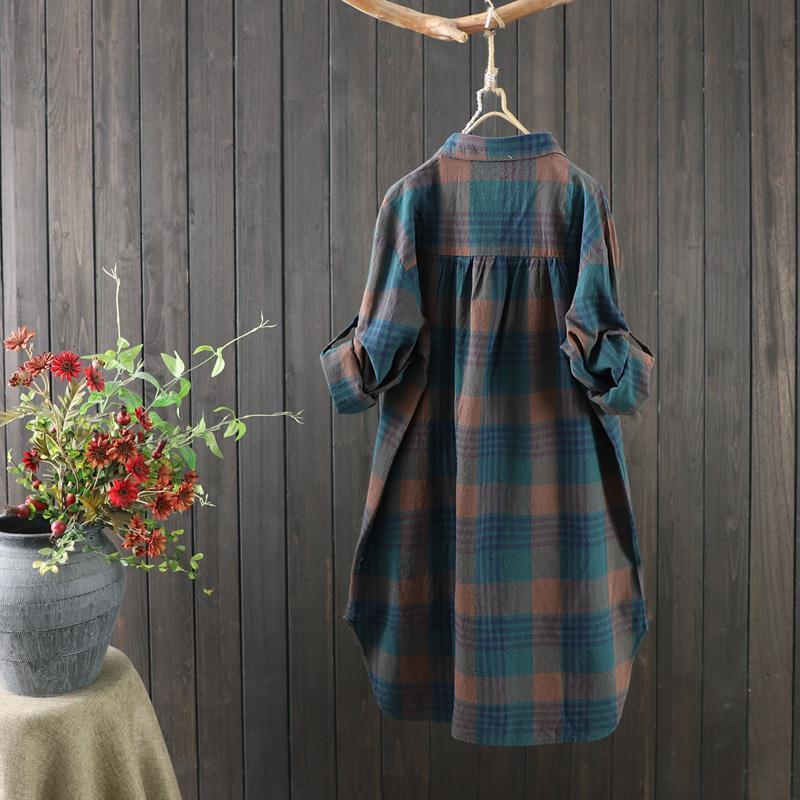 Casual Plaid Shirt frauen Mittellange Lose Koreanische Stil