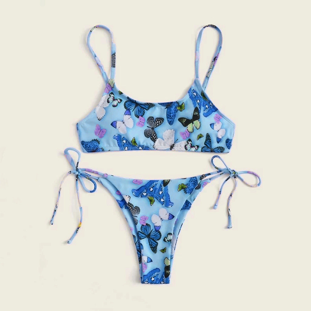 Summer Flowers Print Bikini Sexy Beach Swimming Suit Fashion Swimsuit Womens Clothing