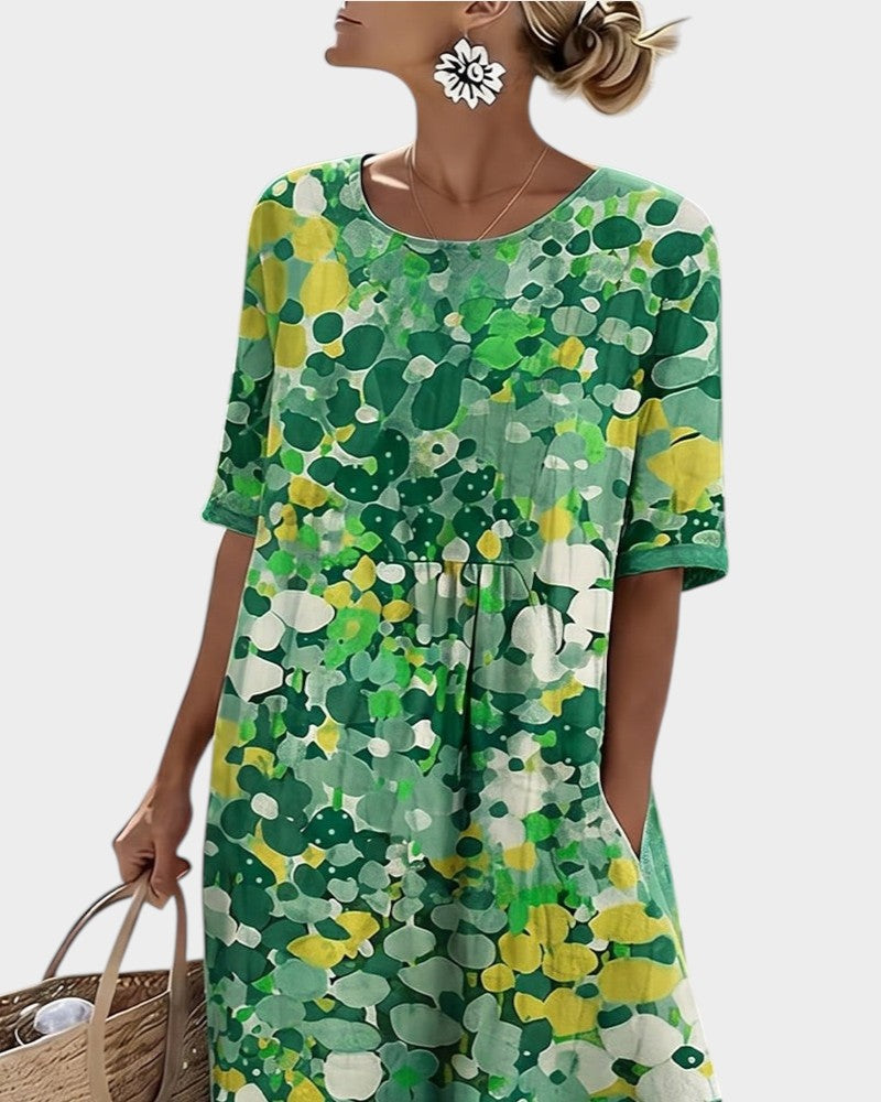 ELENA™ - ELEGANT FLORAL SUMMER MIDI DRESS