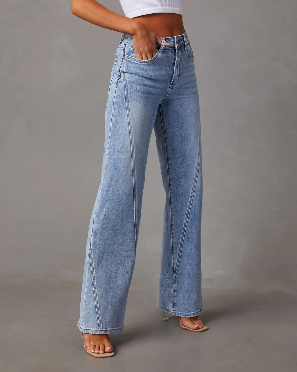 Casual Patchwork Women's Wide Leg Jeans
