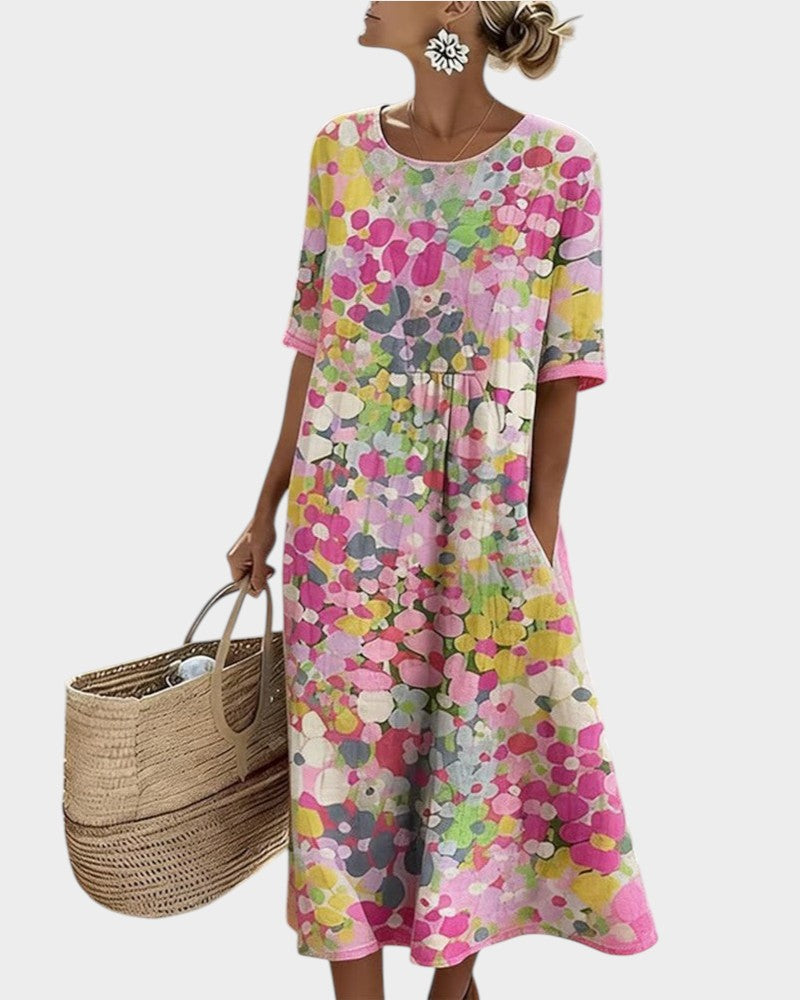 ELENA™ - ELEGANT FLORAL SUMMER MIDI DRESS