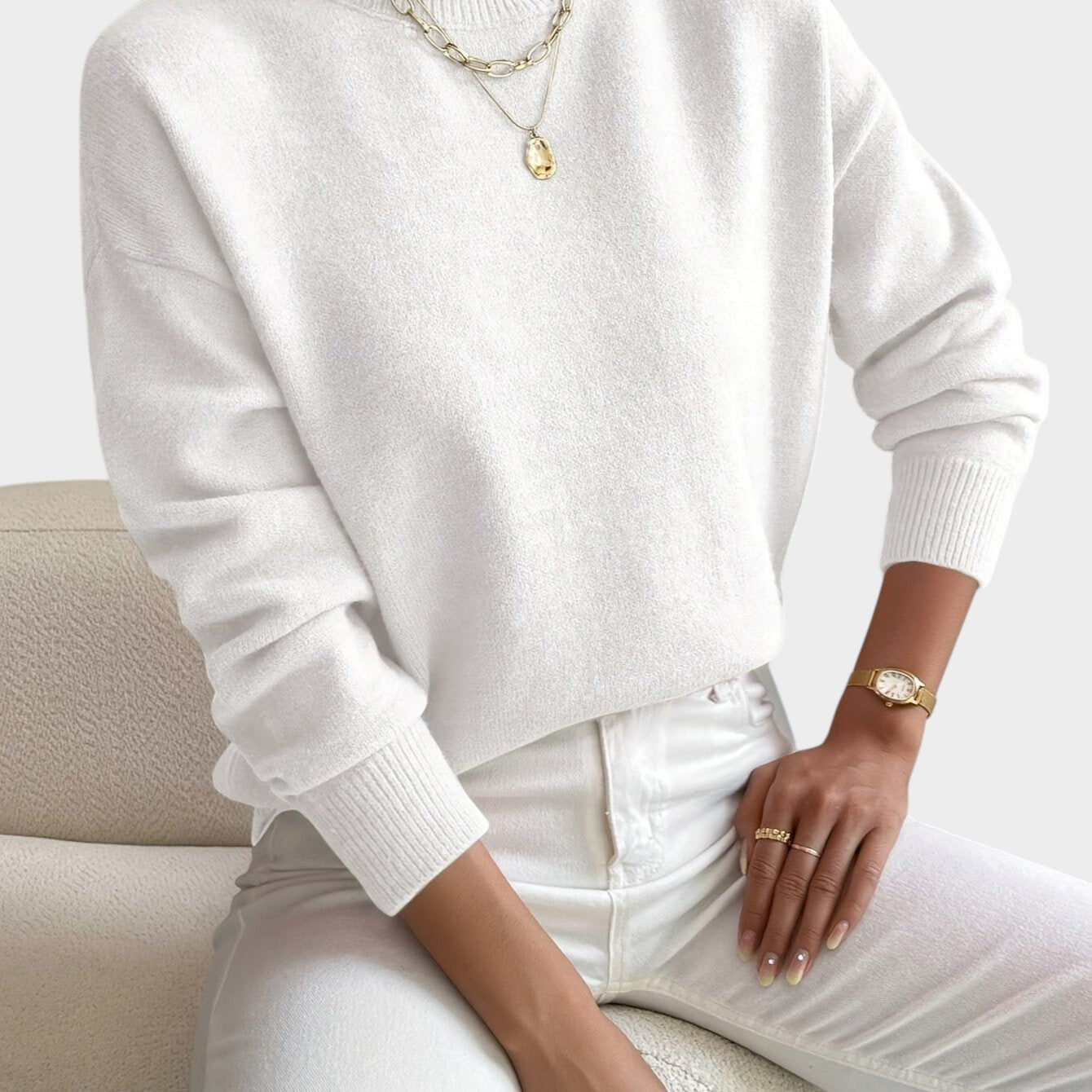 Rosalie | Mock Neck Drop-Shoulder Pullover