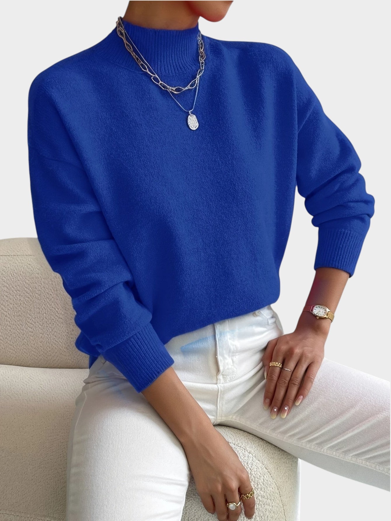 Rosalie | Mock Neck Drop-Shoulder Pullover