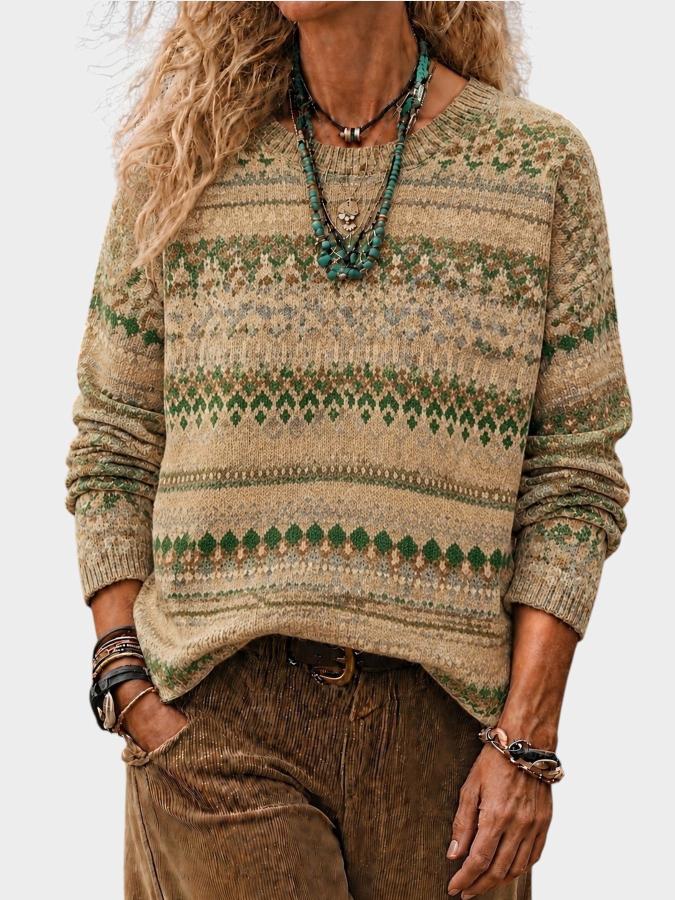Ivy | All-Over Print Crew Neck Sweater