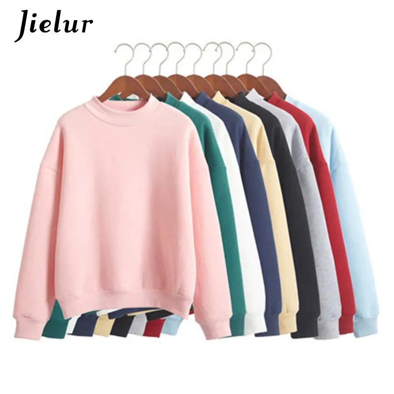 M-Xxl Cute Women Hoodies Pullover 9 Colors AutumnThick Knit Sweatshirt Female