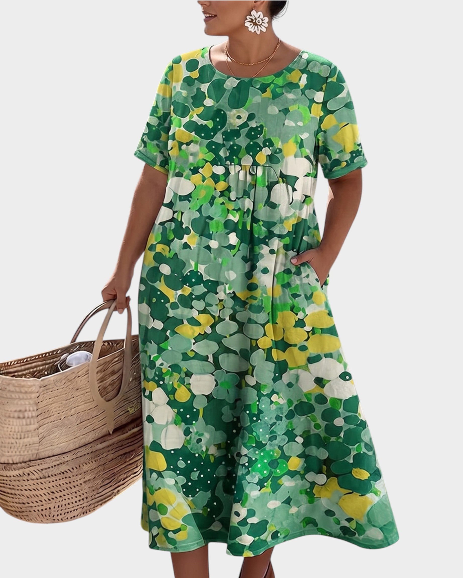 ELENA™ - ELEGANT FLORAL SUMMER MIDI DRESS