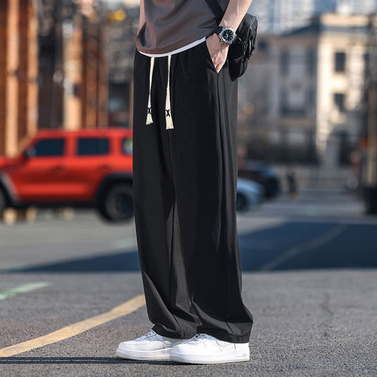 Ice Silk Pants Men's Summer Thin Loose