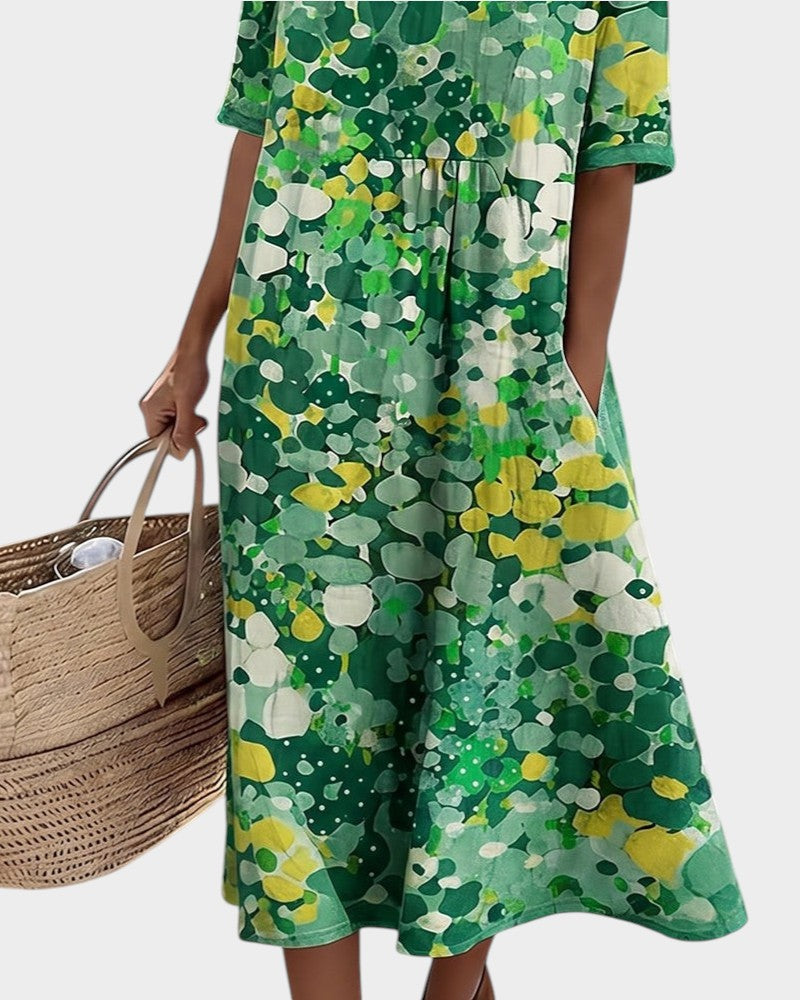 ELENA™ - ELEGANT FLORAL SUMMER MIDI DRESS
