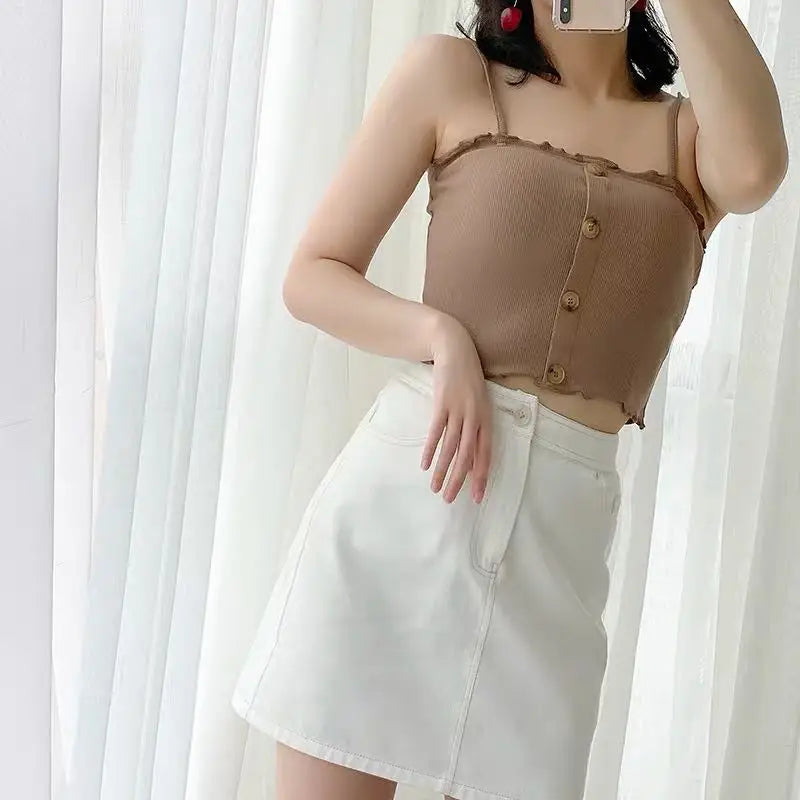 Knitted 94% Cotton Tops for  Summer Corset  Tube Tops Camiseta