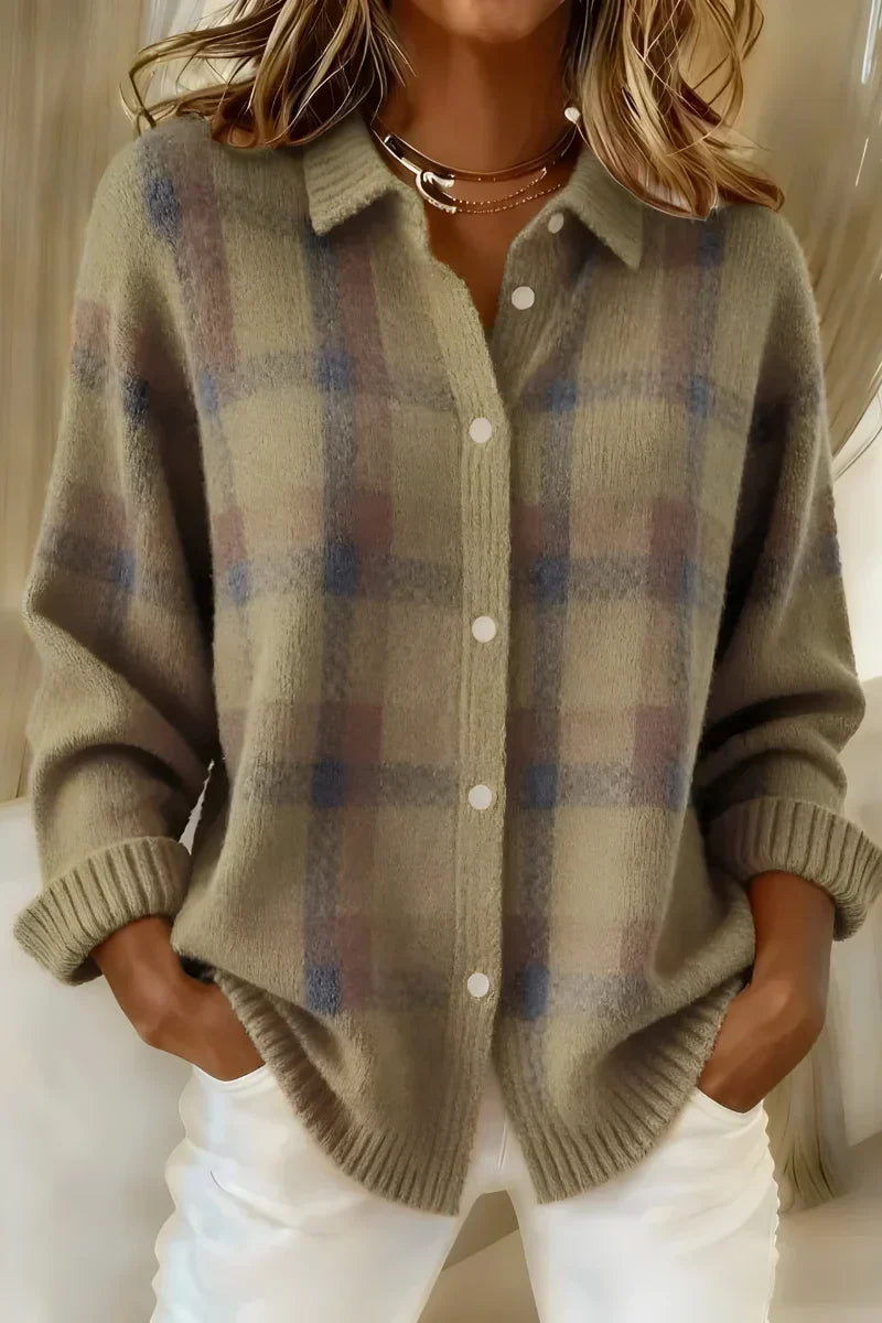 Taylor™ - Cozy Checked Knit Cardigan