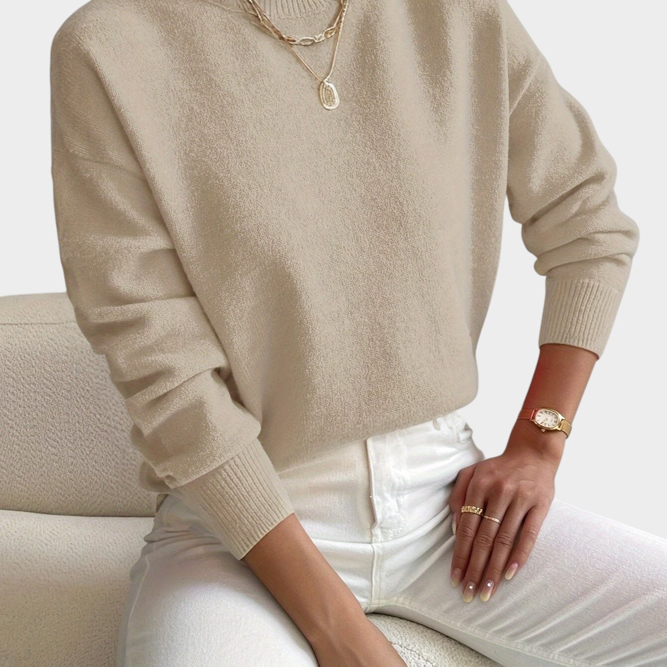 Rosalie | Mock Neck Drop-Shoulder Pullover