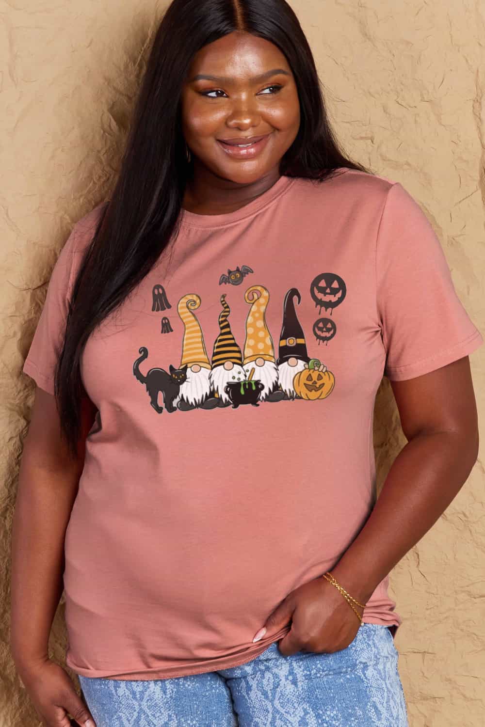 Camiseta de algodón estampada con temática de Halloween de tamaño completo "Simplemente amor"