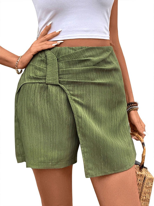 New European and American summer women's clothing texture design solid color skirt pants