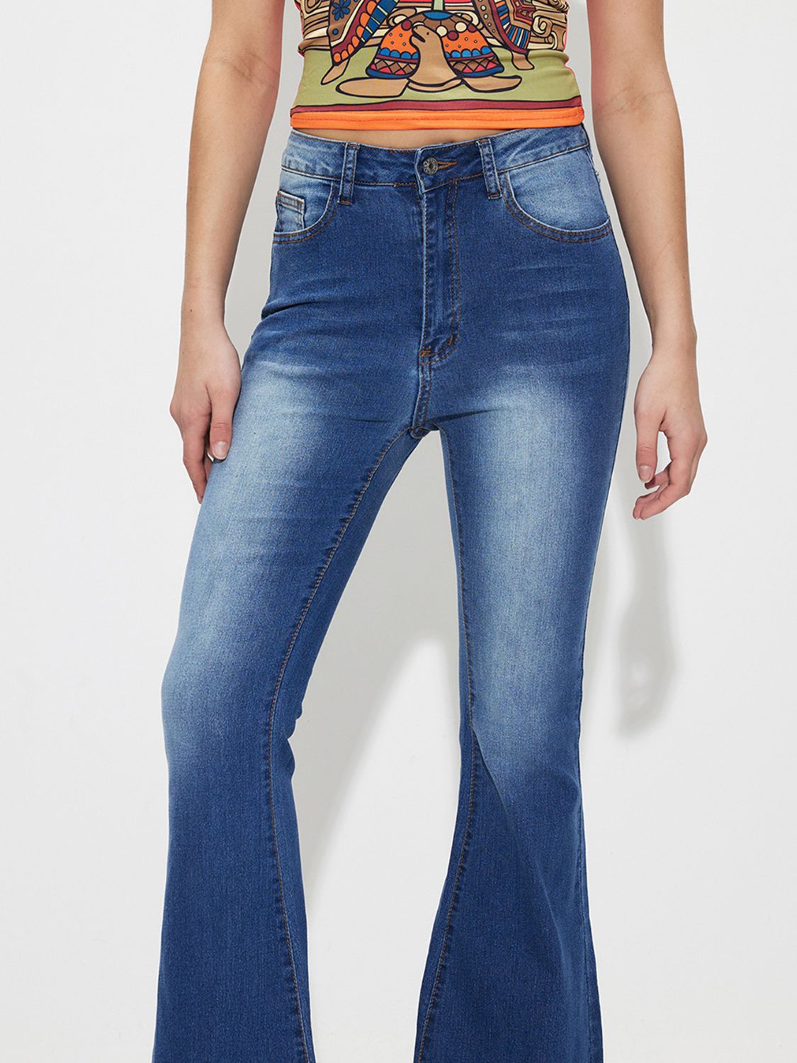 Mid-Rise Waist Bootcut Jeans