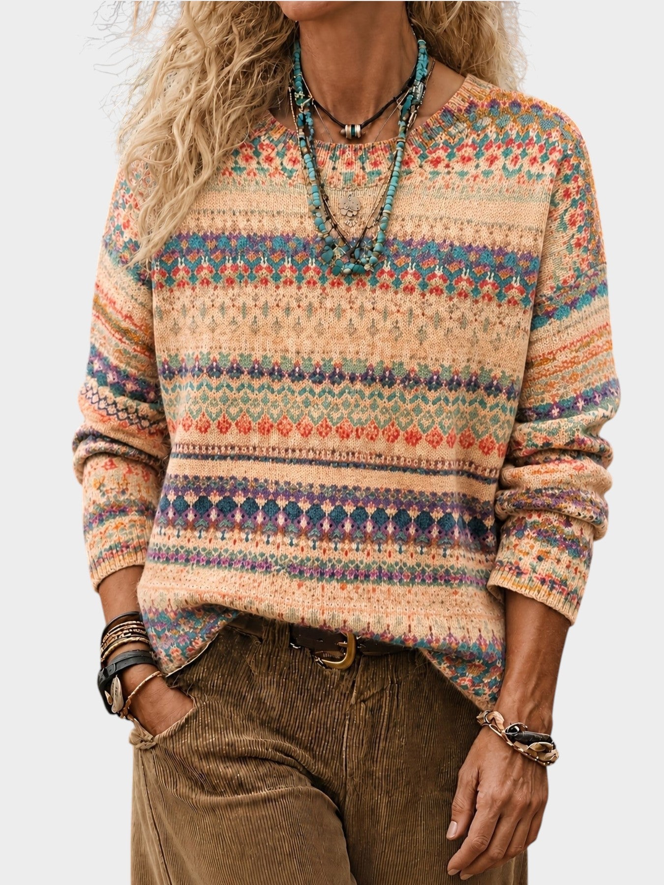 Ivy | All-Over Print Crew Neck Sweater