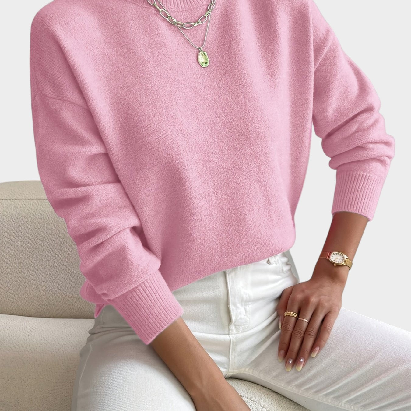 Rosalie | Mock Neck Drop-Shoulder Pullover