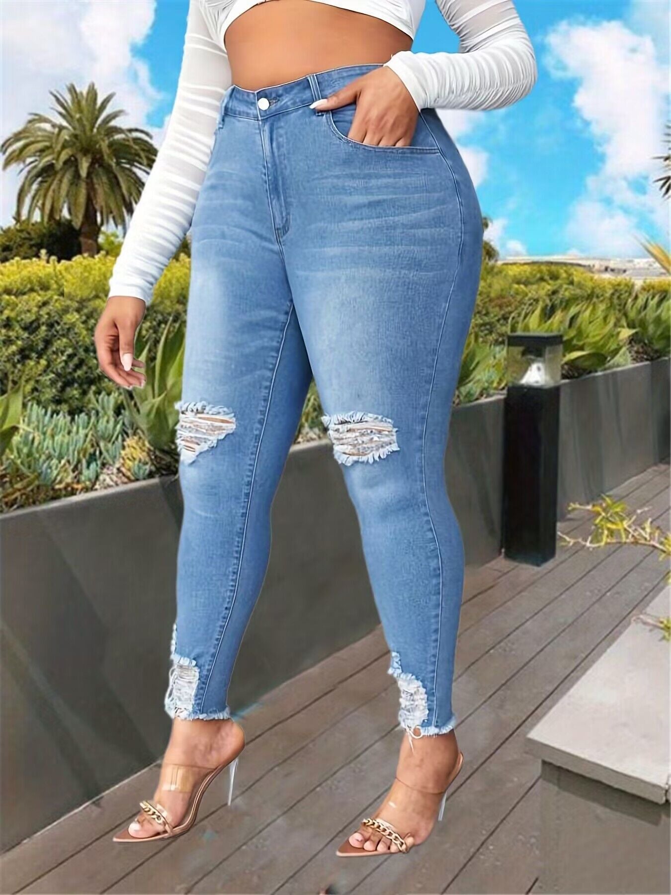 Zerrissene Jeans für Damen in Übergröße