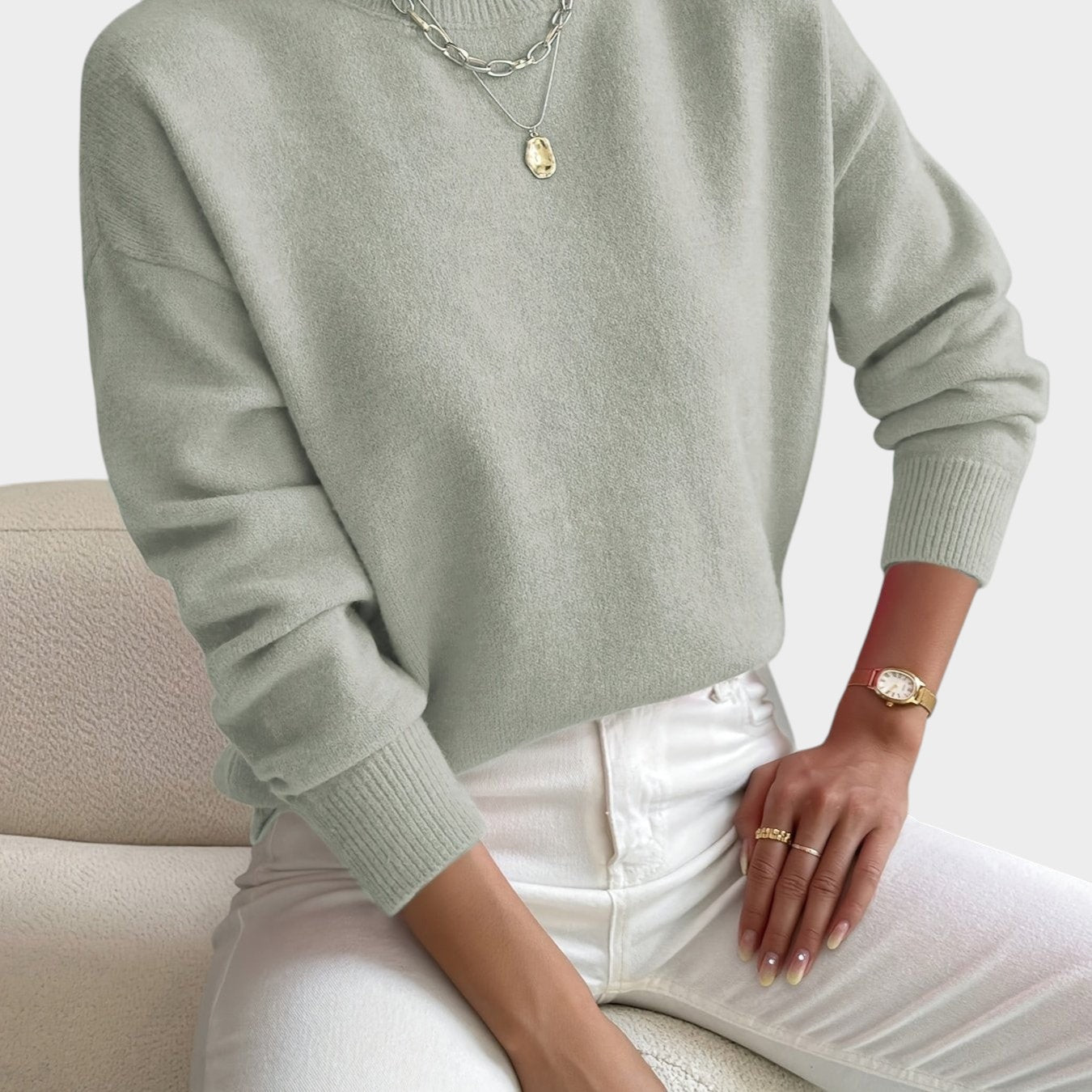 Rosalie | Mock Neck Drop-Shoulder Pullover