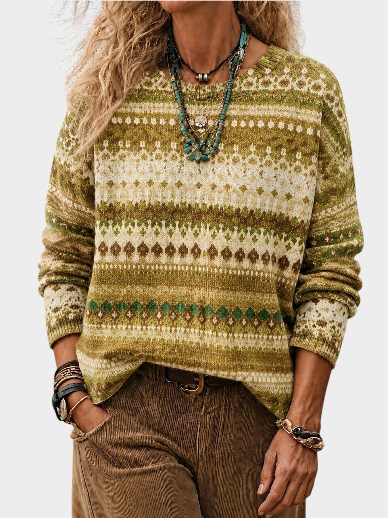 Ivy | All-Over Print Crew Neck Sweater