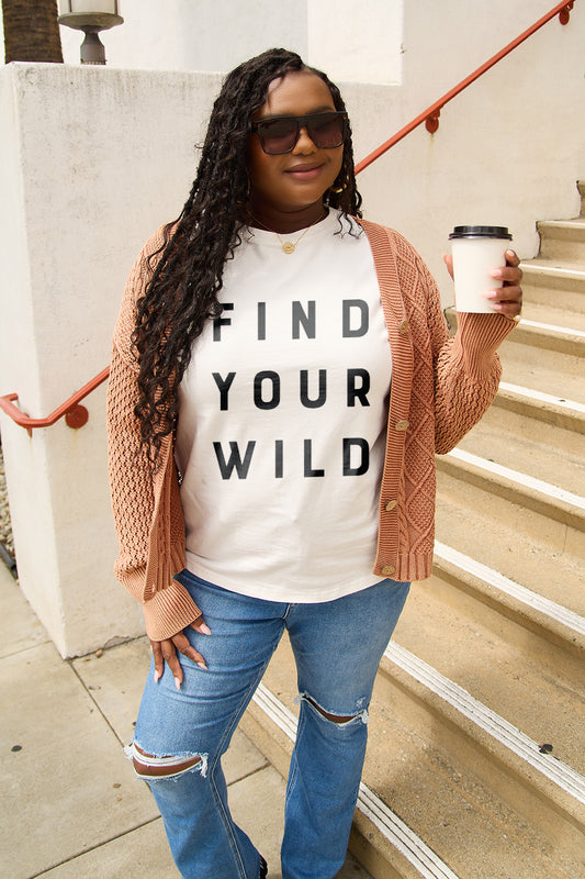 Simply Love T-Shirt mit Aufschrift „FIND YOUR WILD“, volle Größe