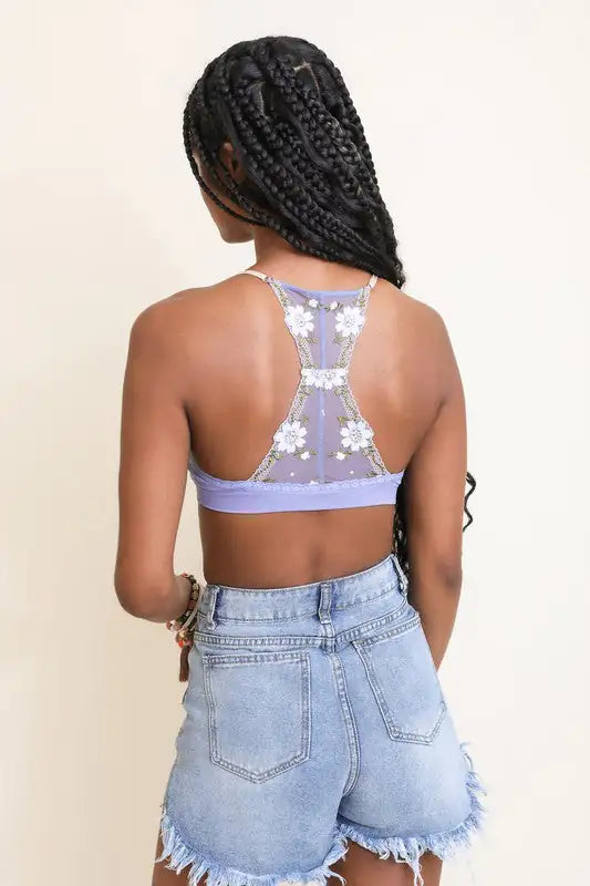 Bralette mit floralem Gittermuster