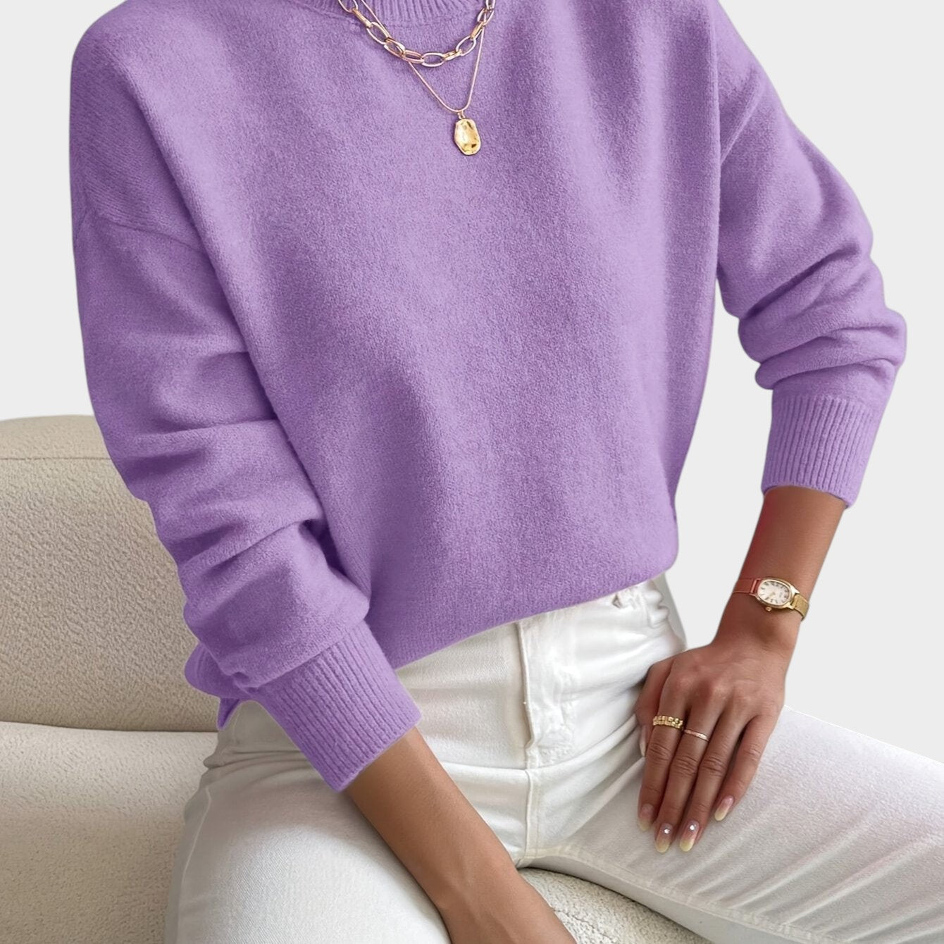 Rosalie | Mock Neck Drop-Shoulder Pullover