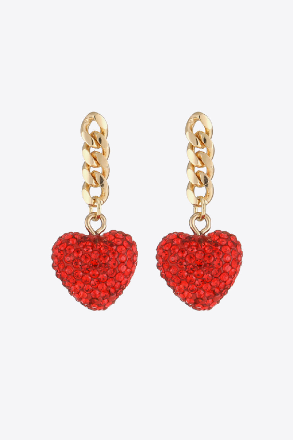 Pendientes colgantes con cadena de corazón y diamantes de imitación