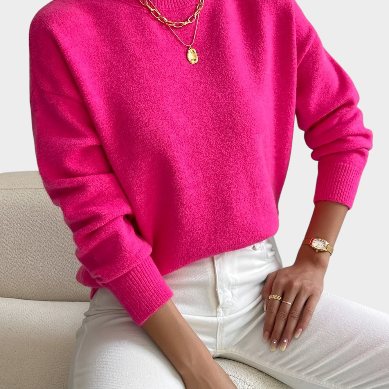 Rosalie | Mock Neck Drop-Shoulder Pullover